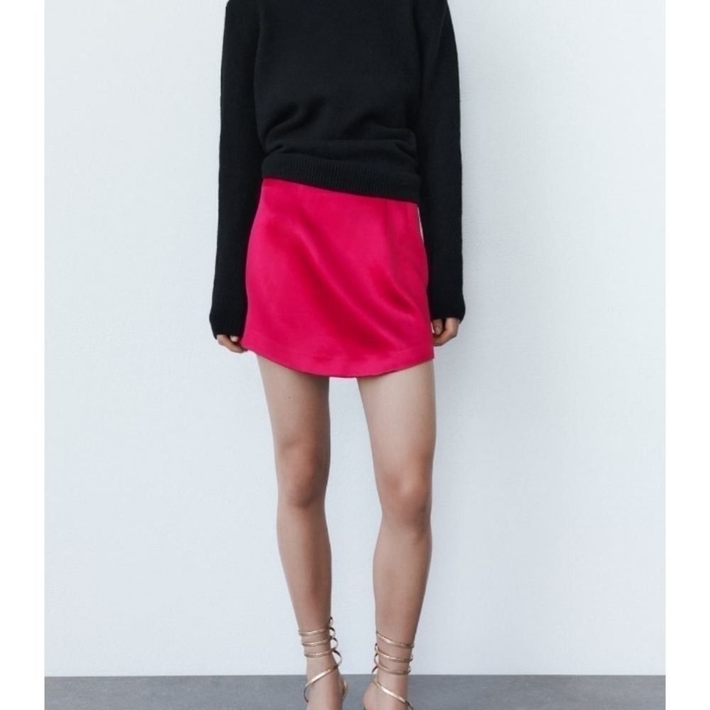 Zara Satin Effect High Waist Skirt Sz-M